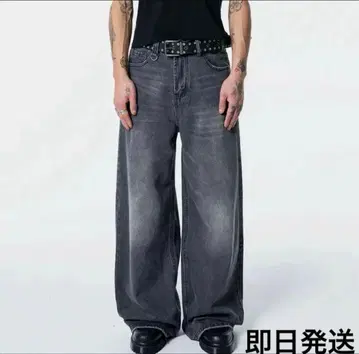 MENES Black Clouded Wide-leg Jeans