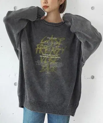 [ tiptop ] 스톤 워시 로고 니트 풀오버 2