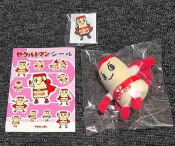 야쿠르트맨 마스코트 봉제 인형 핀 배지 씰 세트