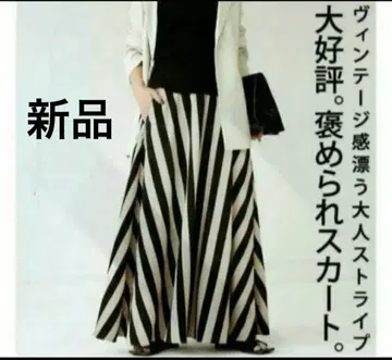 안티카 스트라이프 패턴 플레어 스커트