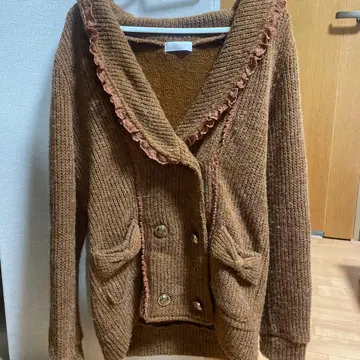 리즈리사 가디건 리본 레이스 브라운