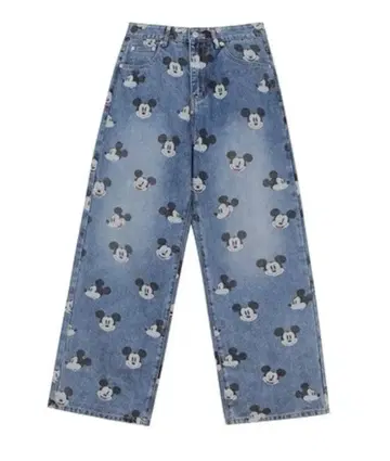 [ 미사용 새상품 ] 빈티지 가공 mickey 데님 팬츠