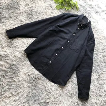 H&M [ M ] 레귤러 핏 네이비 긴팔 코튼 셔츠 BD