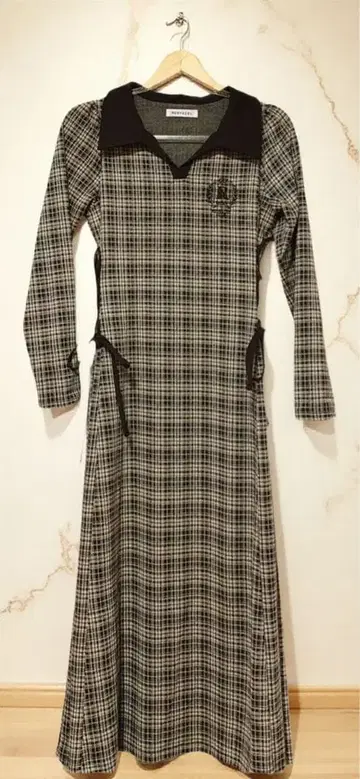 REDYAZEL 체크 무늬 긴팔 원피스