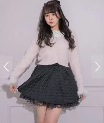 pium 퍼 달린 마쉬멜로우 니트 가디건 핑크