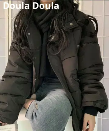 Doula Doula 충전솜 블루종 자켓 리브 소매