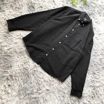 H&M [ M ] 레귤러 핏 블랙 블랙 긴팔 코튼 셔츠 BD
