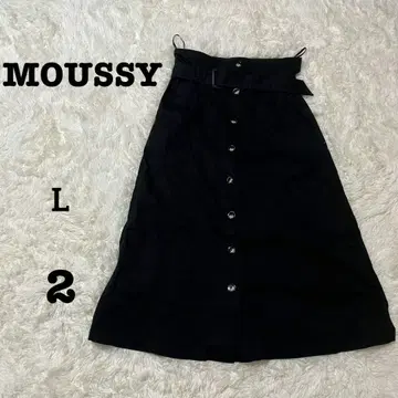 MOUSSY 마우지 롱 스커트 플레어 블랙 L 벨트 포함
