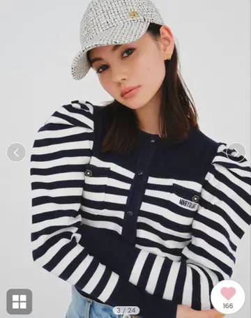 MARY QUANT 스트라이프 가디건 긴팔