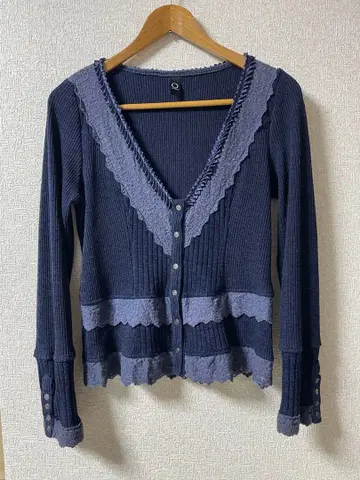 ozz oneste 오즈온 재팬 리브 니트 가디건 레이스 자수