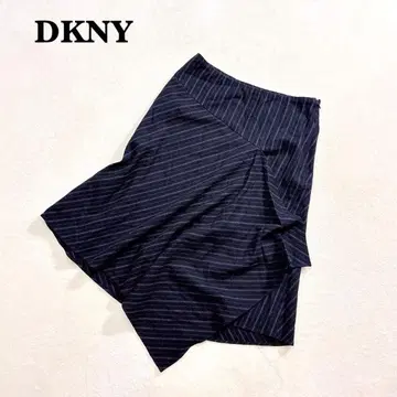 다나카란 뉴욕 스트라이프 스커트 2 무릎 기장 블랙 브라운