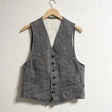 BEAMS+ 빔즈 올 패턴 면 린넨 베스트 싸개 버튼 헤링본