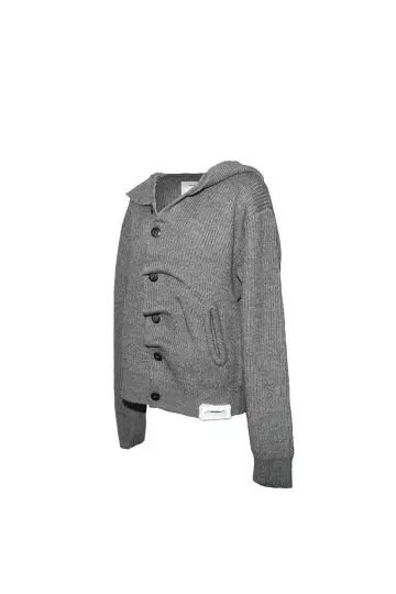 theredthread S button knit hoodie gray