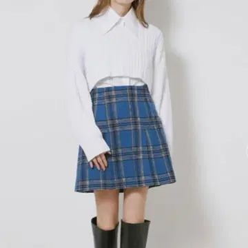 SNIDEL 파랑 체크 미니 스커트