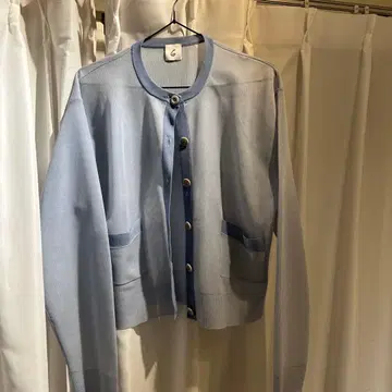 roku/로쿠/시어 가디건/블루