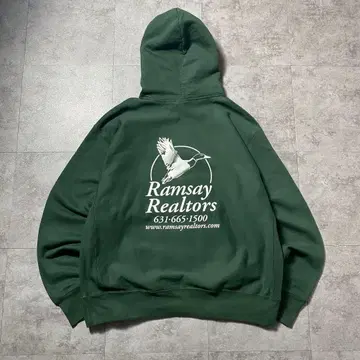 [ XL ] 00s 챔피온 리버스 위브 백 프린트 기업 로고 후드티