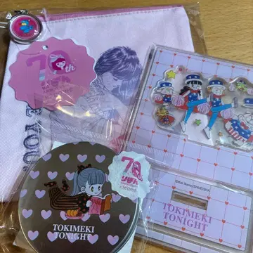 도키메키 나이트 리본 70주년 스티커 파우치 아크릴 스탠드 3coins