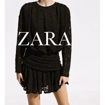 [ 미사용 새상품 ] ZARA 레이스 미니 원피스 긴팔 브라운