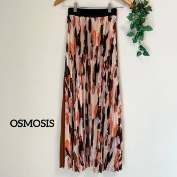 OSMOSIS* 올 패턴 모던 플리츠 스커트 롱 스커트 오즈모시스