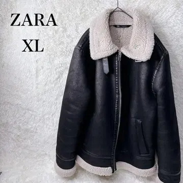 ZARA 자라 페이크 무스탕 자켓 B-3 보아 가죽 블랙
