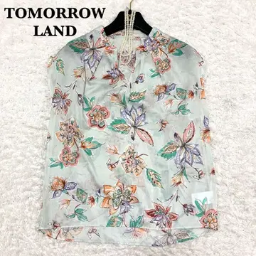 컨디션 최상 투모로우랜드 사라사 플라워 턱 블라우스 보타니컬 꽃무늬 36