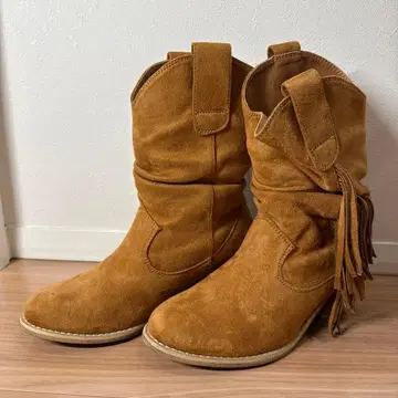 [ 새상품 미사용 ] Funny show 하프 프린지 부츠 22.5cm