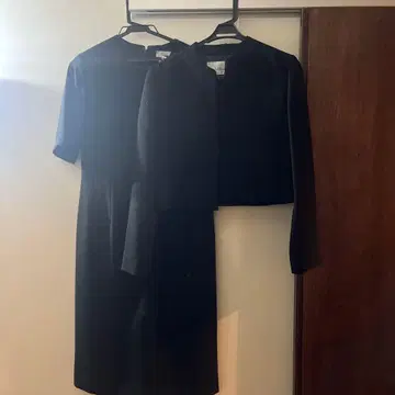 블랙 원피스 수트 숏 자켓 세트