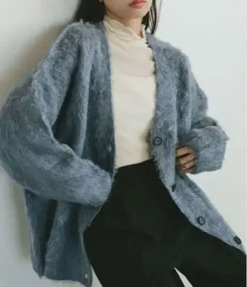 VANNIE U 믹스 샤기 오버 가디건