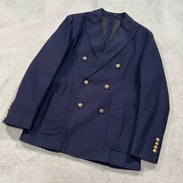 라르디니 더블 테일러드 자켓 린넨 코튼 네이비 46