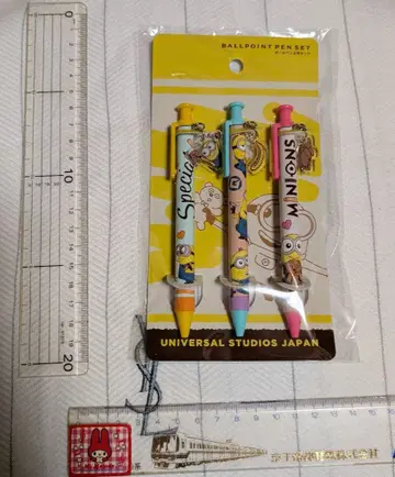 USJ 한정판 미니언즈 밥 x 팀 볼펜 3개 세트