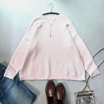 슬로브 이에나 긴팔 니트 코튼 더블 페이스 니트 풀오버