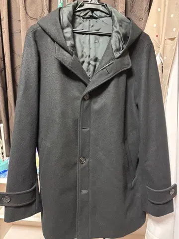 Papas 후드 부착 울 코트 블랙 가격 인하 가능