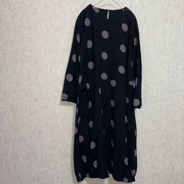 물방울 패턴 긴팔 원피스