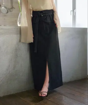 mideal 2way 디자인 슬릿 데님 스커트