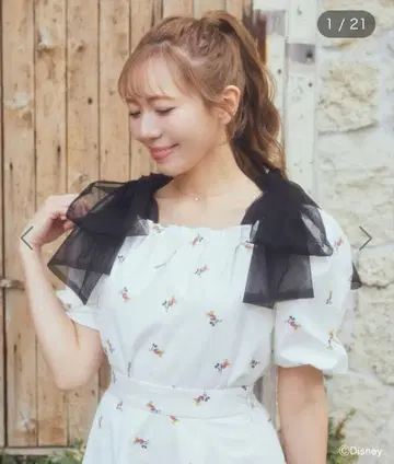 Areeam 아림 미키 / 올 패턴 리본 블라우스