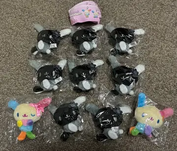 우사하나 봉제 인형 키링 앉은 모습 흑백 시플라 한정판 가챠