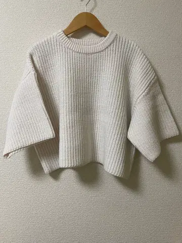 [세도니] 리브 편직 반소매 니트