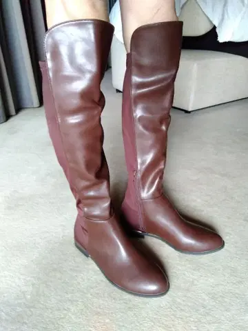 브라운 니하이 부츠 슬림핏 26cm