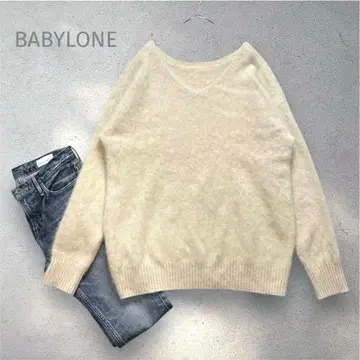 새상품급 BABYLONE FOX 캐시미어 2WAY 풀오버 니트 베이지