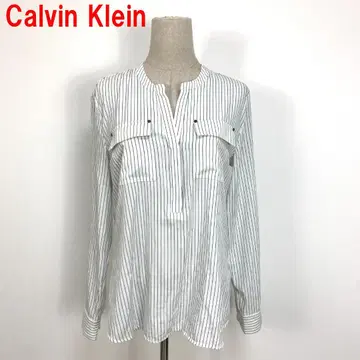 A7053 캘빈클라인 긴팔 블라우스 셔츠 스트라이프 화이트 S