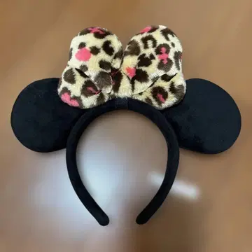 디즈니 머리띠 레오파드 무늬 미니 머리띠 레오파드 무늬 리본 구형