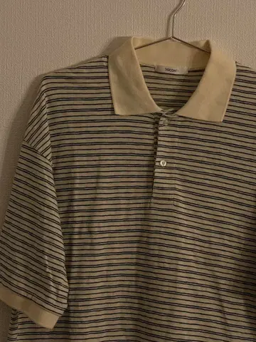 [ DISCOAT ] 스트라이프 피케 셔츠 아이보리