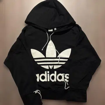 adidas 블랙 후드 부착 후드티