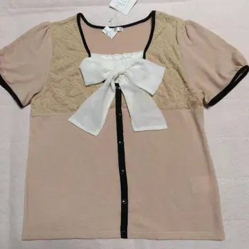 marbrure 리본 포함 핑크 반팔 상의 2L