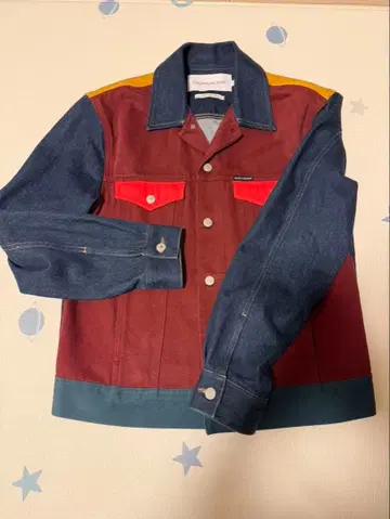 CALVIN KLEIN JEANS 컬러 블록 데님 자켓 M