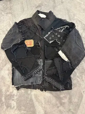 리메이크 데님 자켓 짧은 기장 y2k opium