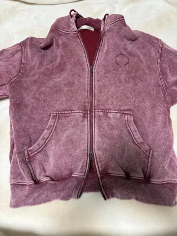 빈티지 가공 서클 로고 자수 더블 지퍼 후드티