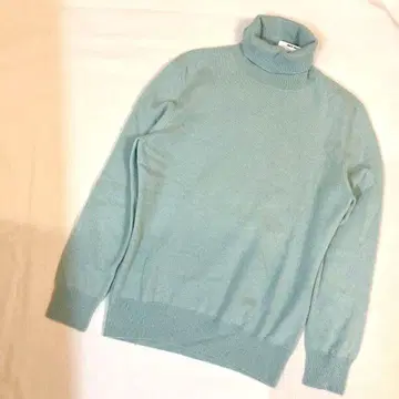 캐시미어 100% 터틀 니트 민트 그린 긴팔