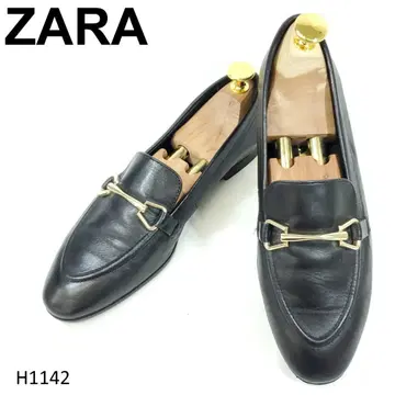 자라 로퍼 골드 금장 장식 아몬드 토 블랙 EU35 가죽