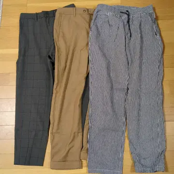 남성 바지 3종 세트 그레이 체크 베이지 스트라이프 S 사이즈 덤 포함